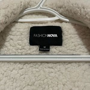 Red, black, off white Sherpa jacket